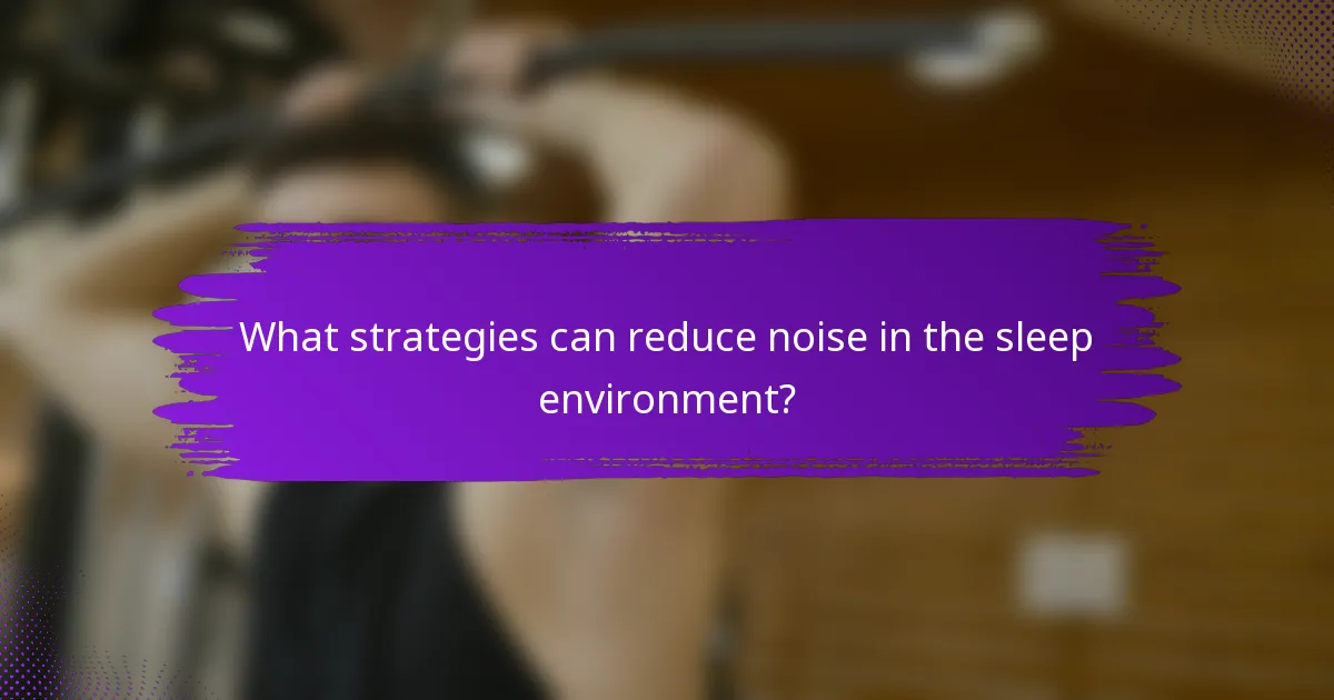 What strategies can reduce noise in the sleep environment?